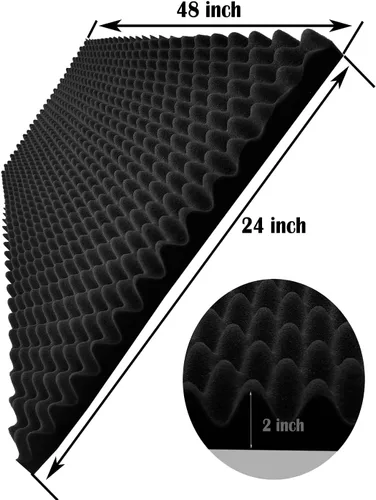 Miniatura 2 de 2 Pack 122 x 61 x 5 cm Paneles de espuma a prueba de sonido negros, panel de espuma acústica en forma de nido de abeja, panel de espuma de 2 Pack
