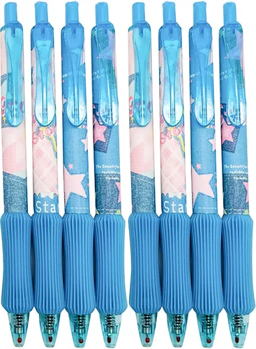 Miniatura 26 de 8 bolígrafos retráctiles estéticos de gel, bolígrafos de escritura de tinta con punta fina suave de 0.020 in, bolígrafos de impresión novedosos