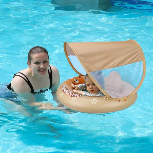 Miniatura 4 de Flotador inflable de natación para bebé con asiento seguro y toldo para niños de 6 a 36 meses
