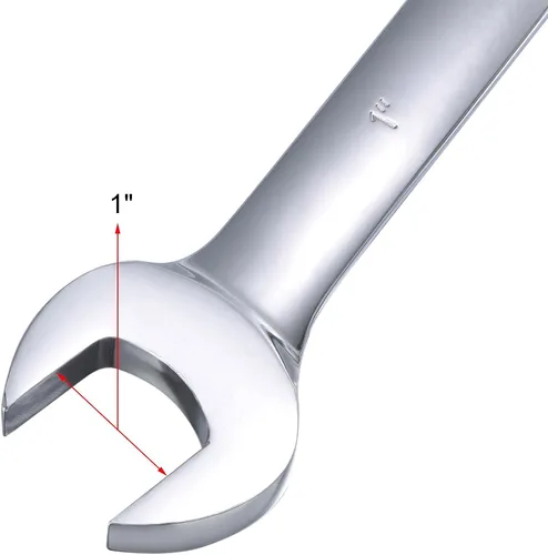 Miniatura 4 de uxcell Llave combinada de carraca de 1 pulgada SAE de 72 dientes y 12 puntos, llave de caja abierta de trinquete, herramientas Cr-V