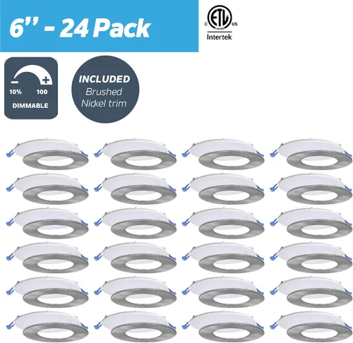 Miniatura 2 de Nadair SL6-1125-24WH3KBN Paquete de 24 cajas de conexiones ultra empotrables regulables de 6 pulgadas, 12 W, 1000 lúmenes, 3000 K cálidas, blancas