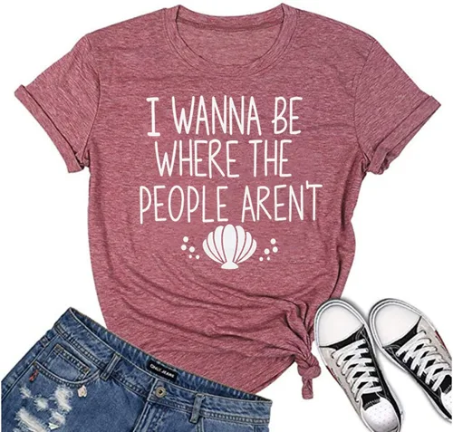 Camisa mágica para mujer, linda camiseta gráfica para vacaciones, camisetas con letras impresas para viajes familiares