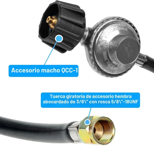 Miniatura 4 de Regulador y manguera de parrilla de gas propano de 2 pies, repuesto para Weber, Charbroil, parrilla Nexgrill, calentador de patio de propano