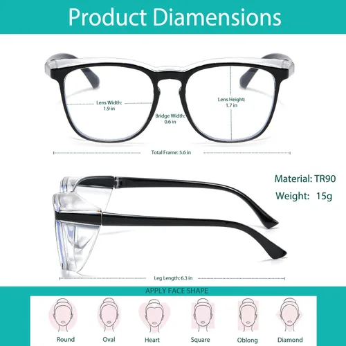 Miniatura 5 de Feaglo Lentes de seguridad, antivaho para mujeres y hombres, bloqueo de luz azul, elegantes gafas de protección para los ojos, escudo lateral