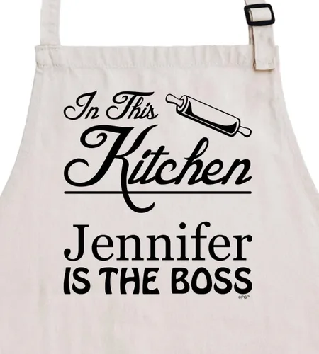 Miniatura 3 de In This Kitchen Any Name Custom Text Is The Boss - Delantal ajustable con dos bolsillos