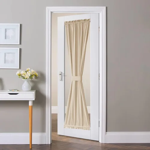 Miniatura 15 de NICETOWN Cortina negra de terciopelo para puerta de cocina/baño/patio/puerta corrediza de vidrio, aislante, con bolsillo para barra, insonorizante