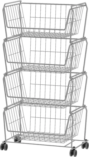 Miniatura 15 de PUSDON Cestas de almacenamiento de metal apilables de 4 niveles, estante antióxido para frutas y verduras, estante de doble uso para cocina, hogar