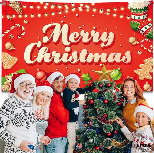 Miniatura 6 de Cartel grande de Feliz Navidad, 72 x 44 pulgadas, decoraciones de fiesta de Navidad, pancarta de fiesta de Navidad, decoraciones de Navidad