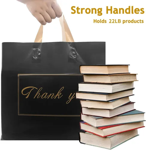 Miniatura 5 de WAKAKO Paquete de 60 Bolsas de Compras de Agradecimiento, Boutique 15x12 Pulgadas Bolsas de Regalo de Plástico de Agradecimiento para Compras