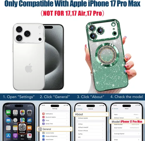 Miniatura 244 de Misscase Funda magnética con purpurina para iPhone 11 compatible con MagSafe, protección completa, delgada, a prueba de golpes, antiarañazos