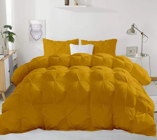 Miniatura 16 de Juego de edredón plisado para todas las estaciones, 21.16 oz/m², 3 piezas (edredón + 2 fundas de almohada), relleno de edredón de algodón egipcio