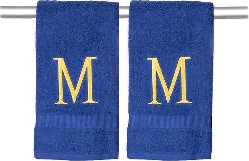 Miniatura 112 de Toalla de mano con inicial beige para baño, toalla bordada decorativa de calidad de hotel de lujo con monograma para tocador, spa, certificado