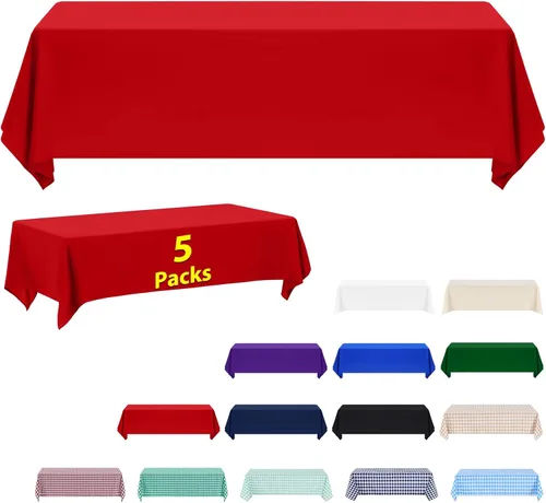 Miniatura 35 de ABCCANOPY Paquete de 3 manteles rectangulares de poliéster de 60 x 84 pulgadas, para interiores y exteriores, resistentes a las manchas, lavable