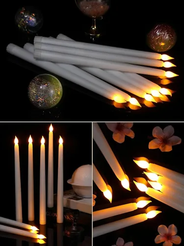 Miniatura 4 de Treela 24 Velas Cónicas Sin Llama Operadas por Batería a Granel Velas Falsas de 11 Pulgadas Luz LED Candelabros Parpadeantes Cónicos para Decoración