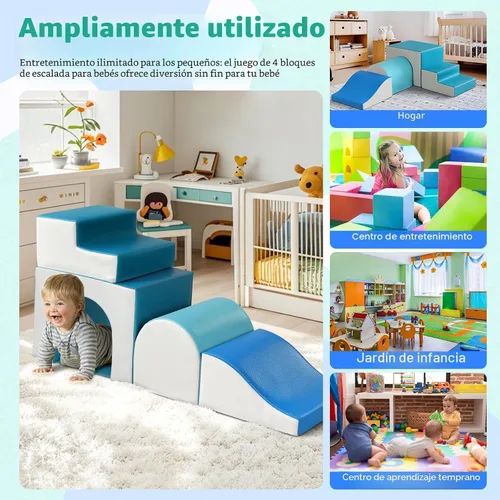 Miniatura 6 de Sumbababy Bloques de escalada de espuma para niños pequeños: con un túnel - 4 bloques de espuma - Escaladores de interior para niños, estructuras