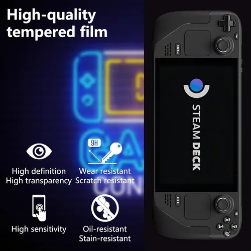 Miniatura 3 de Protector de pantalla para Steam Deck OLED de 7.4 pulgadas (2023) – Película de vidrio templado 9H, transparente HD antiarañazos, caja de piel