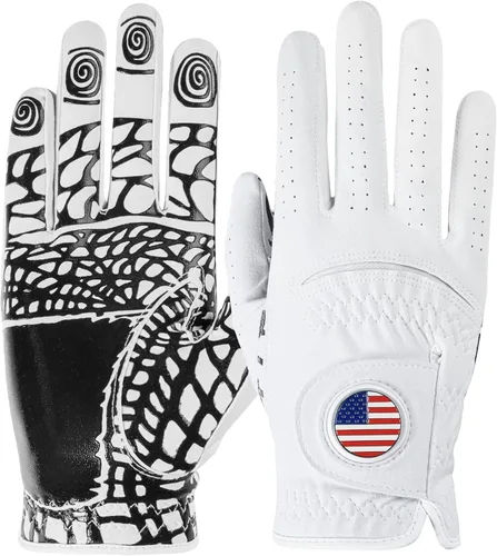 Miniatura 9 de FINGER TEN Men’s Golf Gloves Rain Grip with Silicone Palm Value 2 Pack, Glove with Ball Marker for Right/Left Handed Golfer, Anti-Slip Stylish All