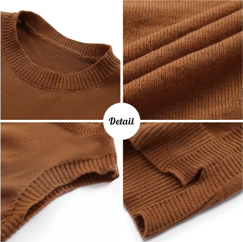 Miniatura 6 de PEIQI Suéter de punto para mujer, sin mangas, liso, casual, básico