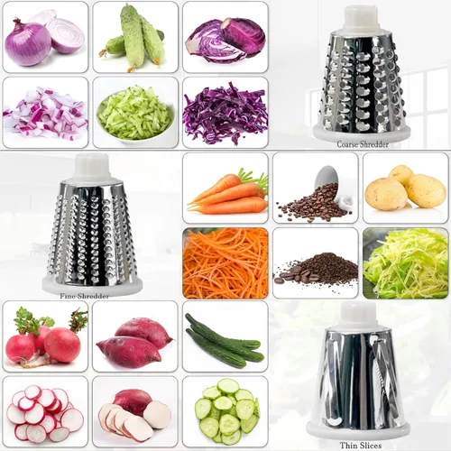Miniatura 5 de YOUCZON Rallador rotativo de queso multiusos de acero inoxidable, rallador de queso con asa, rallador sin esfuerzo de zanahorias, papas, verduras