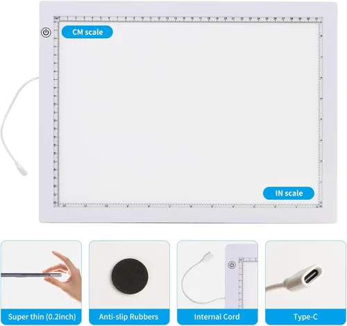 Miniatura 6 de TOHETO Almohadilla de luz A4 con soporte plegable, adaptador certificado UL, almohadilla ultra fina súper brillante de 8000 Lux para vinilo