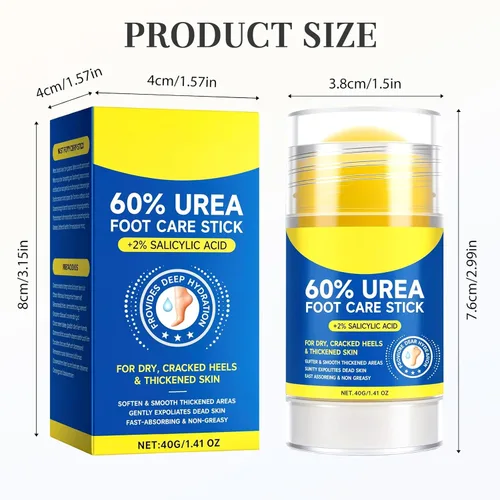 Miniatura 3 de Crema para pies 60% urea, hidratante profunda, antigrietas para pieles secas, duras y ásperas, fórmula mejorada repara, suaviza, suaviza, crema