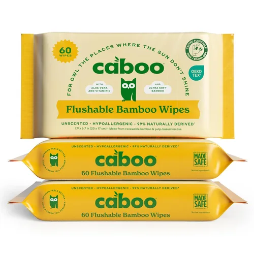 Caboo Toallitas desechables sin árboles, certificadas desechables, seguras para sépticas, biodegradables, sin químicos, sin perfume para adultos,