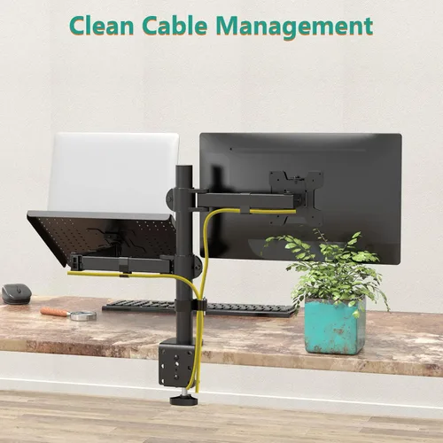 Miniatura 7 de WALI Soporte para laptop y monitor, soporte para monitor totalmente ajustable y bandeja para laptop para 1 portátil de hasta 17 pulgadas y 1