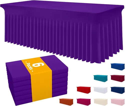 Miniatura 26 de Smiry Mantel de Spandex Paquete de 6, Mantel Elástico Ajustable Extensible para Mesas Rectangulares de 4 Pies, Cubierta de Mesa Impermeable Lavable