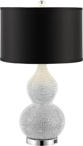 Miniatura 5 de SAFAVIEH Lighting Collection Nicole - Juego de 2 lámparas de mesa con cuentas plateadas y negras de 25 pulgadas con puerto de carga USB
