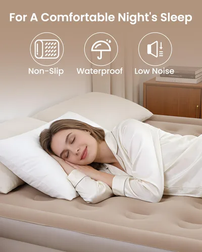 Miniatura 4 de Colchón de aire individual con bomba de batería de 2600 mAh, colchón inflable elevado de 16 pulgadas, colchón inflable portátil, cama de aire