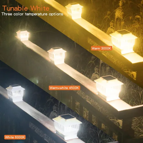 Miniatura 3 de Paquete de 4 luces solares para tapa de poste, modernas #2: se adapta a postes de vinilo de 4 x 4 y madera de 5 x 5 pulgadas, temperatura de 3