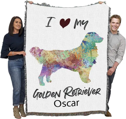 Miniatura 10 de Pure Country Weavers Golden Retriever - Manta tejida personalizada azul BG por Robert May - Manta de tapiz de algodón, fabricada en los Estados