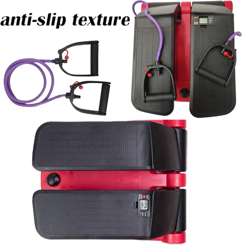 Miniatura 7 de INTBUYING Mini stepper giratorio para entrenamiento de ejercicio en casa con bandas de resistencia, máquina de pasos silenciosa portátil con monitor