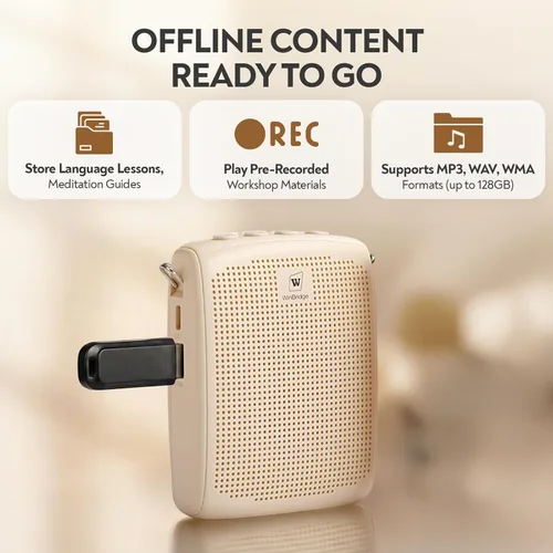 Miniatura 8 de WinBridge - Amplificador de voz Bluetooth - Micrófono inalámbrico de 15 W, sistema PA portátil para aula/ancianos, altavoz y micrófono