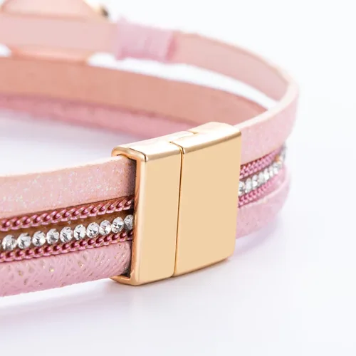 Miniatura 203 de FANCY SHINY - Pulsera de cuero estilo bohemio, pulsera de cuentas de cristal con cierre magnético, regalos de joyería para mujer