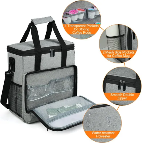 Miniatura 4 de LEFOR·Z Cafetera de viaje compatible con Keurig K-Mini o K-Mini Plus, cafetera de una sola porción, bolsa de almacenamiento portátil con correa