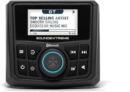 SoundExtreme de ECOXGEAR Receptor estéreo marino AM/FM 200-Watt impermeable Bluetooth para deportes acuáticos con controlador LED de 4 zonas