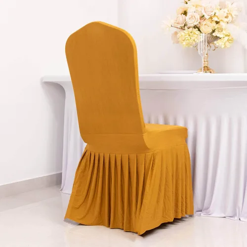 Miniatura 18 de Efavormart 1 juego de fundas para sillas de banquete con volantes y falda plisada de spandex blanco, fundas elásticas lavables con bolsillos