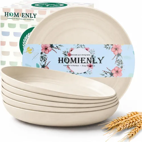 Miniatura 11 de Homienly Juego de 6 platos pequeños de postre de 8 pulgadas, platos profundos de paja de trigo irrompibles para fiestas, campamento, microondas