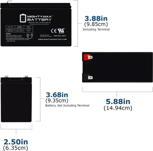 Miniatura 2 de Batería de repuesto F2 de 12 V y 7 Ah para BB BP7.2-12-T2, BP7.2-12T2-6 paquete