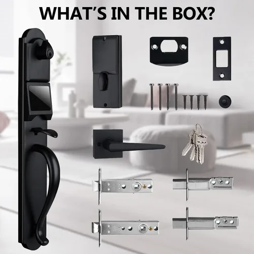 Miniatura 4 de Cerradura de puerta de entrada sin llave con teclado para pantalla táctil, juego de manija exterior electrónica en borde Camelot, cerradura