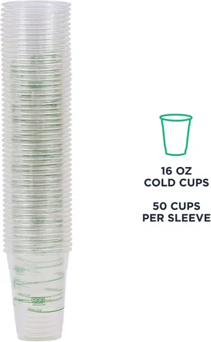 Miniatura 8 de ECO PRODUCTS GreenStripe - Vasos fríos transparentes de 16 onzas, vasos desechables de ácido poliláctico (PLA) a base de plantas para café helado