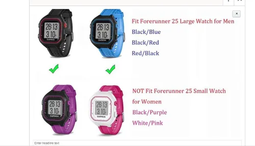 Miniatura 4 de Correa de repuesto compatible con el reloj inteligente Garmin Forerunner 25, pulsera deportiva de silicona negra impermeable (correa para hombre)