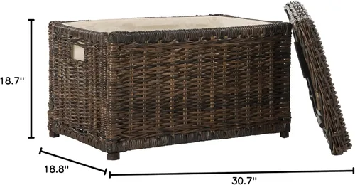 Miniatura 10 de happimess HPM9002A Elijah - Baúl de almacenamiento de mimbre de 30 pulgadas, plegable para almacenamiento plano, ratán-Sarang Buaya, costero