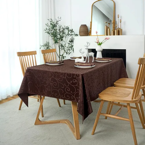 Miniatura 21 de Marina Decoration Mantel jacquard impermeable grueso elegante con ramas de damasco sólido de alta calidad, decorativo para el hogar, cocina, Crema
