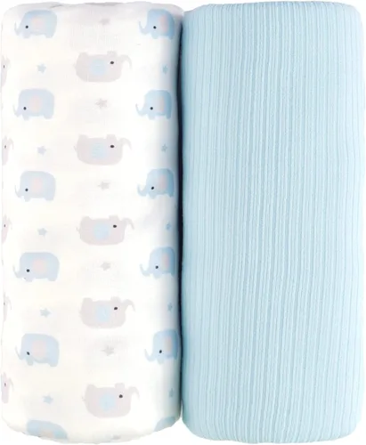 lasoftan Manta de Punto para Envolver, Manta Receptora Ultra Suave y Elástica, Envolvente para Bebé Varón Recién Nacido, 40 x 30 pulgadas, 2 Piezas,