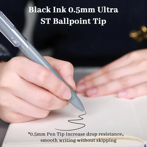 Miniatura 6 de 50 bolígrafos neutros, punta fina de 0.020 in, tinta negra, suministros de oficina, bolígrafo retráctil, agarre de goma, para estudiantes