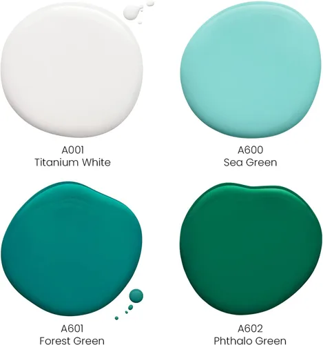 Miniatura 2 de ARTEZA Juego de 4 colores de pintura acrílica para vertido, botellas de 4 onzas, tonos aguamarina, pintura acrílica de alto flujo, suministros
