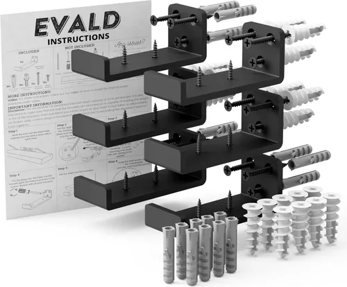 Miniatura 24 de EVALD Soportes flotantes para estantes Soportes ocultos de acero al carbono negro para tablero de 4 pulgadas (tamaño real de 3 1/4 pulgadas)