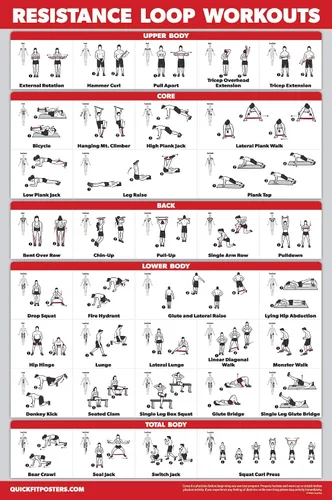 Miniatura 4 de Palace Learning Paquete de 3: póster de ejercicios de bandas de resistencia + entrenamientos de bucles de resistencia + ejercicios de peso corporal